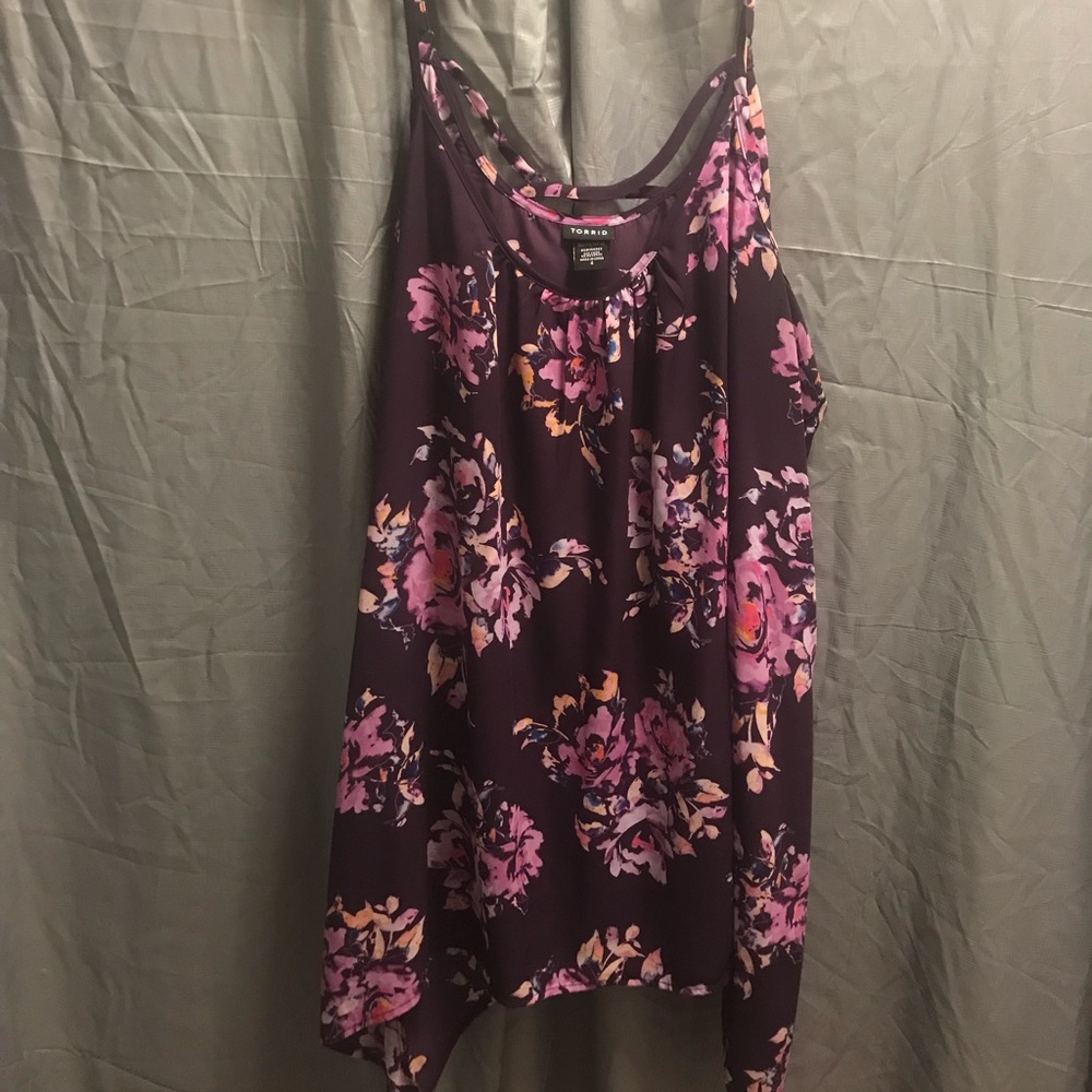 🍍 Torrid Floral Cross Strap Back Tank Top